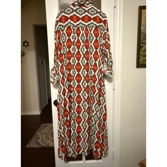 Savanna Jane  NWT southwestern print floral embroidered maxi shirt dress 3X - Picture 9 of 14